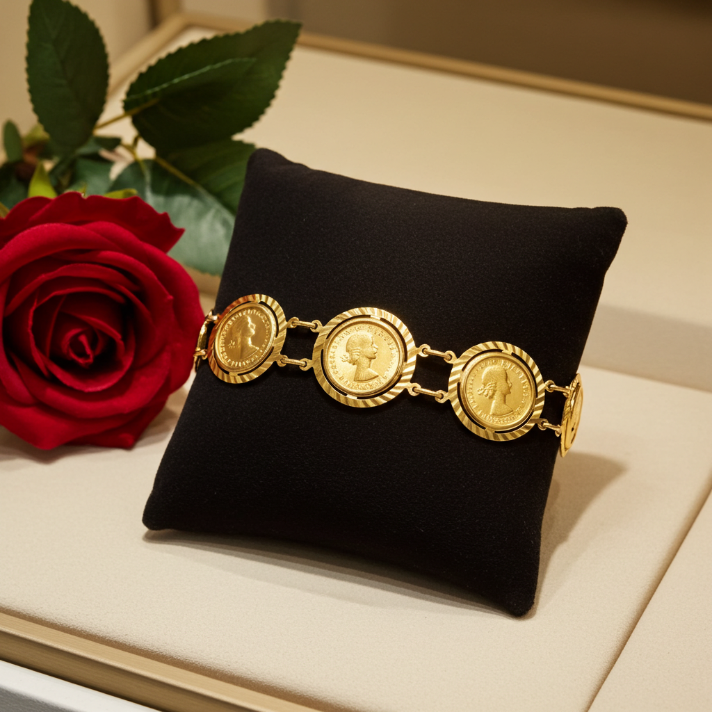 Bracciale in oro 22k con  5 sterline oro