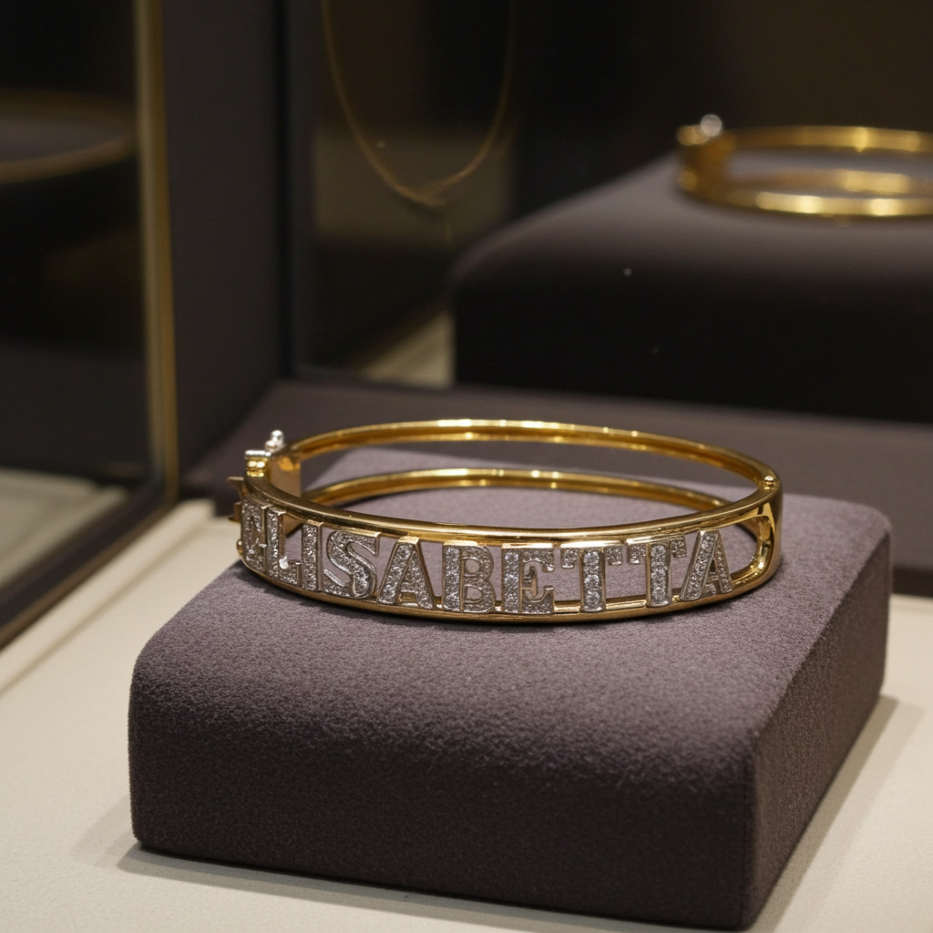 Bracciale personalizzato in oro bianco 18k e diamanti naturali