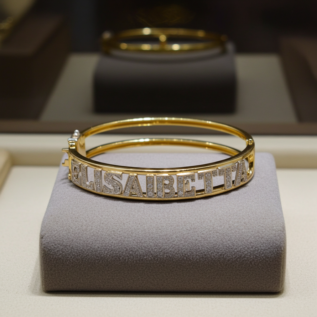 Bracciale personalizzato in oro bianco 18k e diamanti naturali