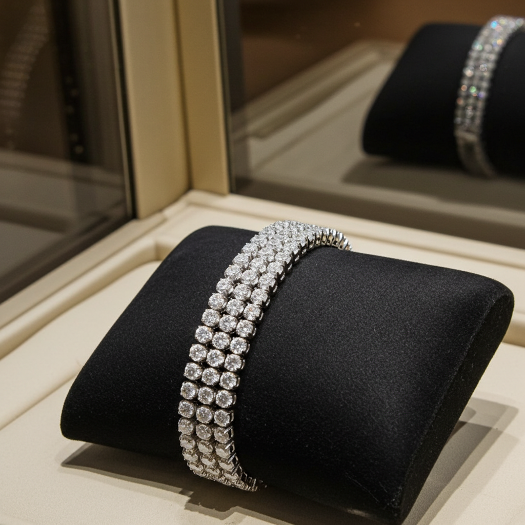 Bracciale Tennis - 18 carati Oro bianco, 14 ct Diamante (Naturale)