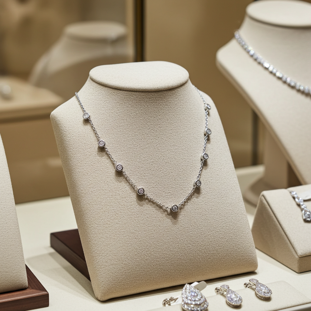 collana certificato HRD IN oro bianco  con 7 diamanti naturali 0,77 ct