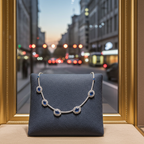 Collana collier tennis in oro bianco 18k e zaffiro e diamanti naturali 8ct