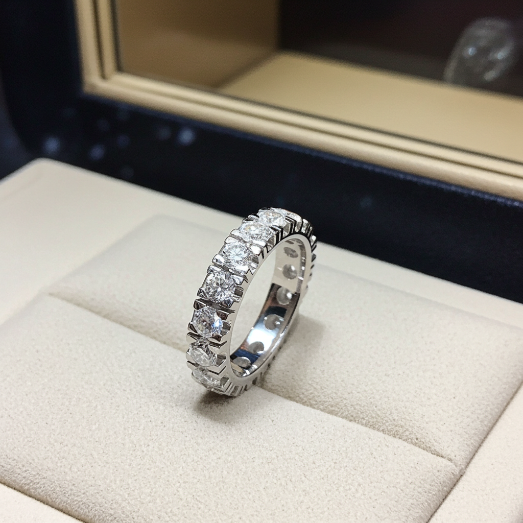 anello veretta in oro bianco 18k con diamanti naturali 1,45 ct