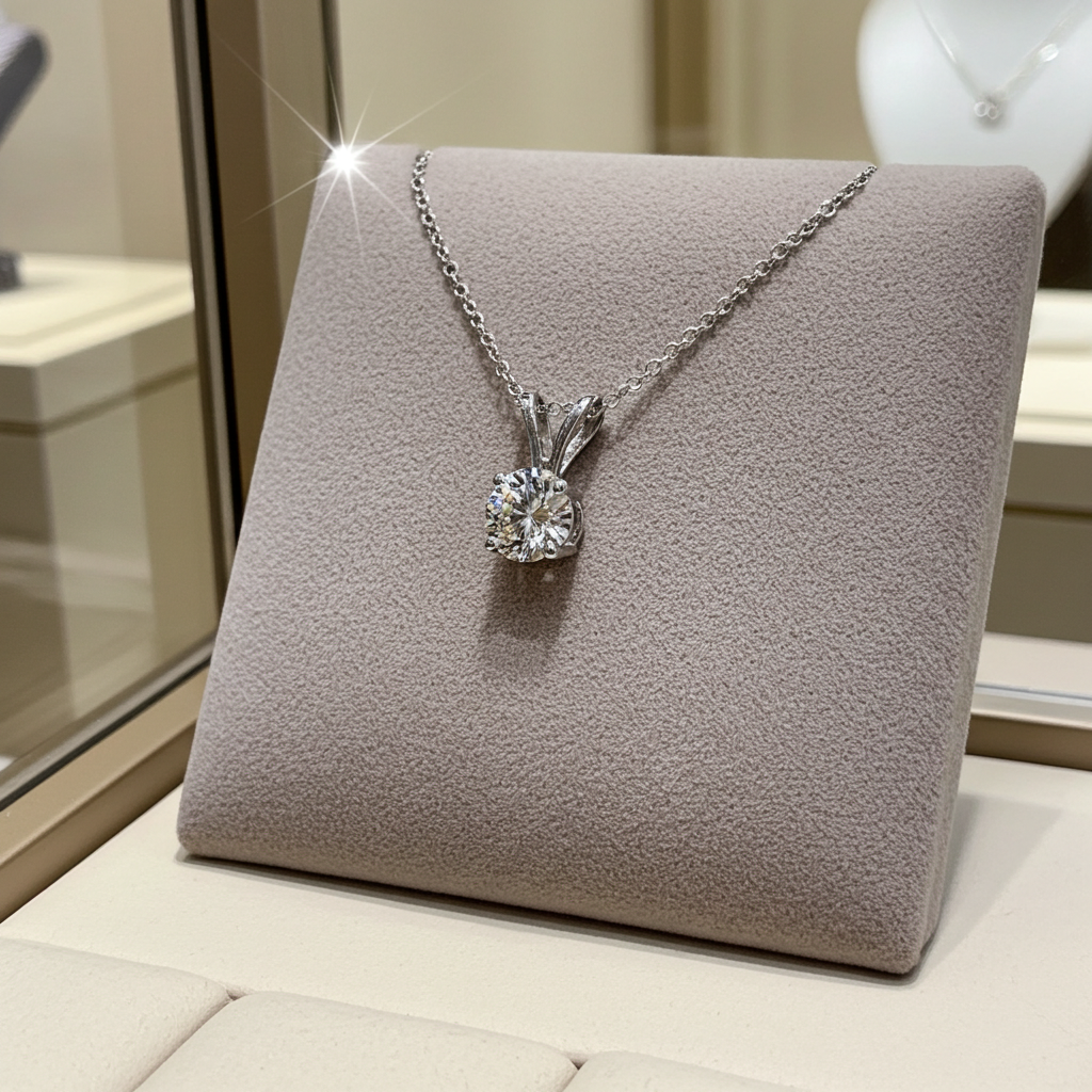 Collana con ciondolo - 18 carati Oro Bianco- 0.90ct. tw. Diamante