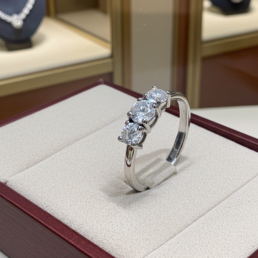 Anello Trilogy- 18 carati Oro bianco - 1.01ct. tw. Diamante (Naturale) - Diamante -D COLOR VVS1