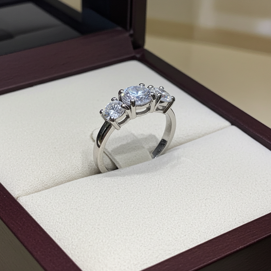 Anello Trilogy- 18 carati Oro bianco - 1.01ct. tw. Diamante (Naturale) - Diamante -D COLOR VVS1