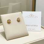 Orecchini punto luce certificato HRD in oro Giallo 18k  con 2 diamanti naturali 1,00 ct