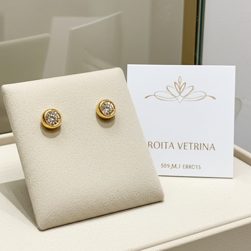 orecchini punto luce certificato HRD in oro giallo 18k e 2 diamanti naturali 0,25ct