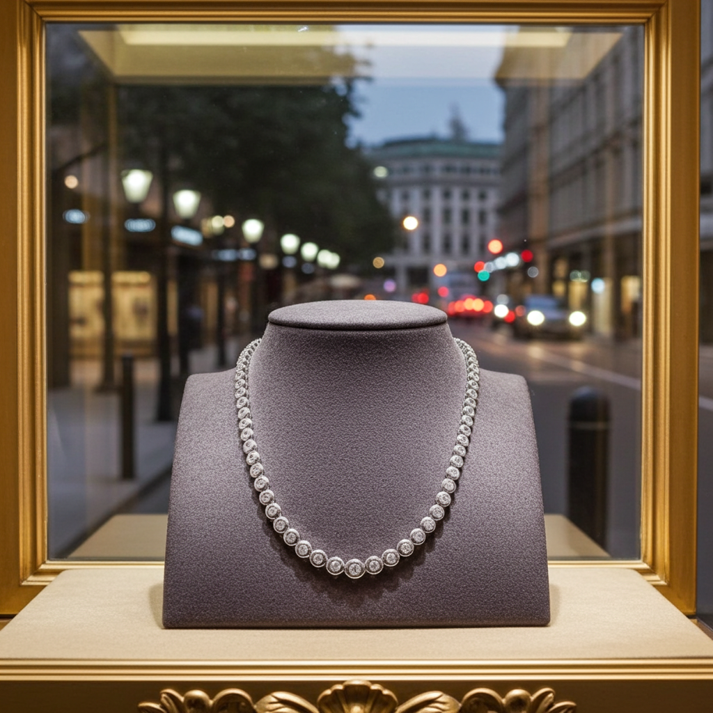 Collana tennis a cipollina in oro e diamanti naturali 6.40ct