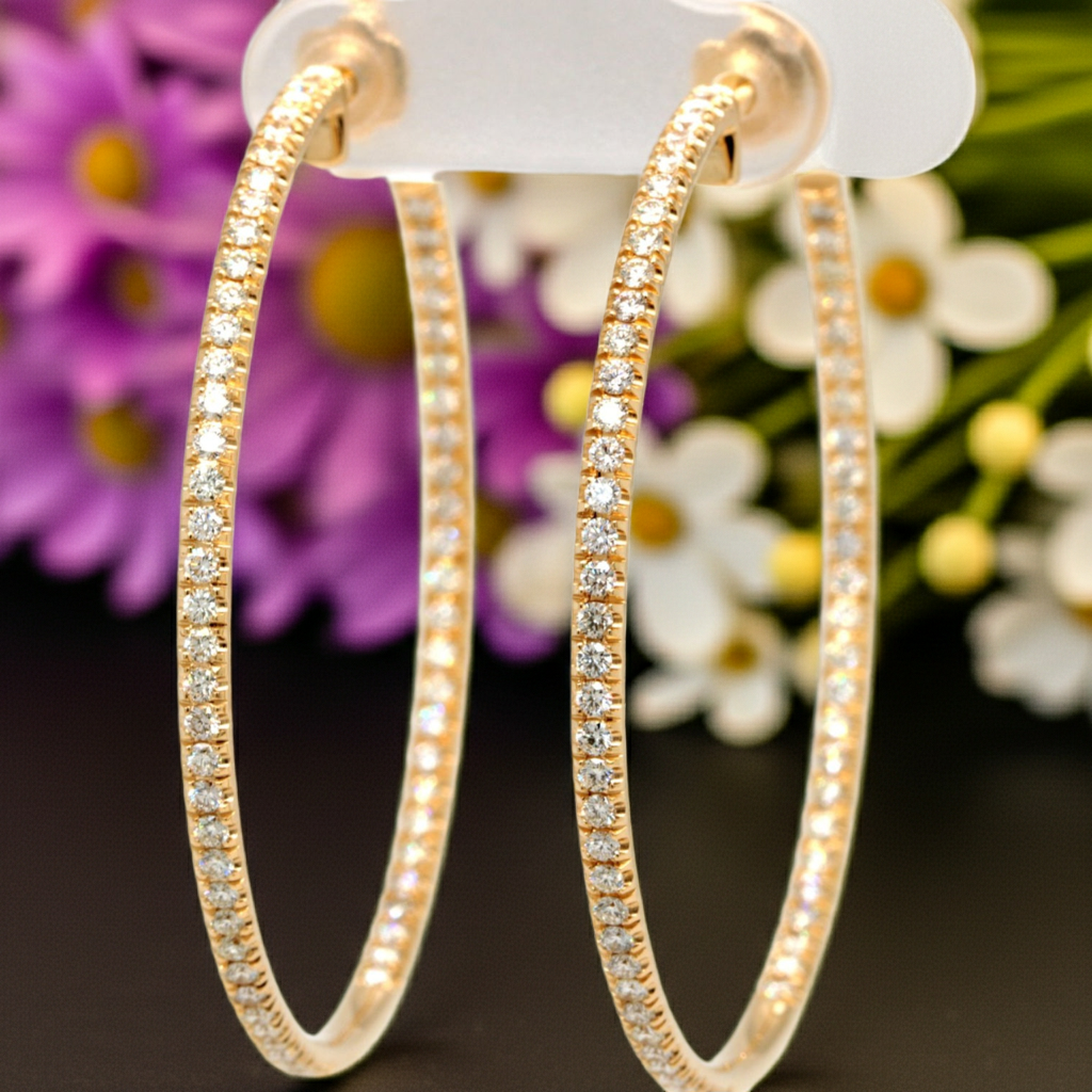 Orecchini a cerchio - 18 carati Oro giallo 2.00ct Diamante (Naturale)