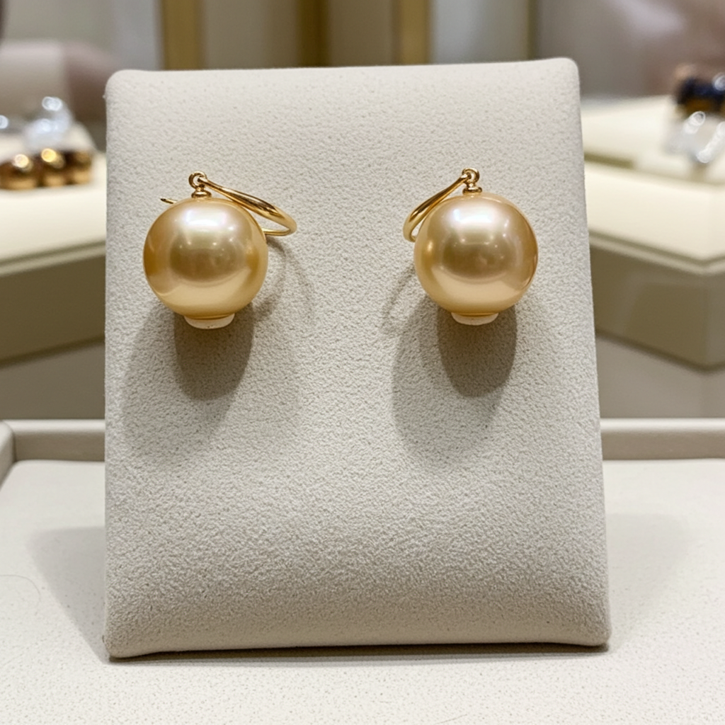 Orecchini - 18 carati Oro giallo - Perle di mare del Sud da 11x12mm