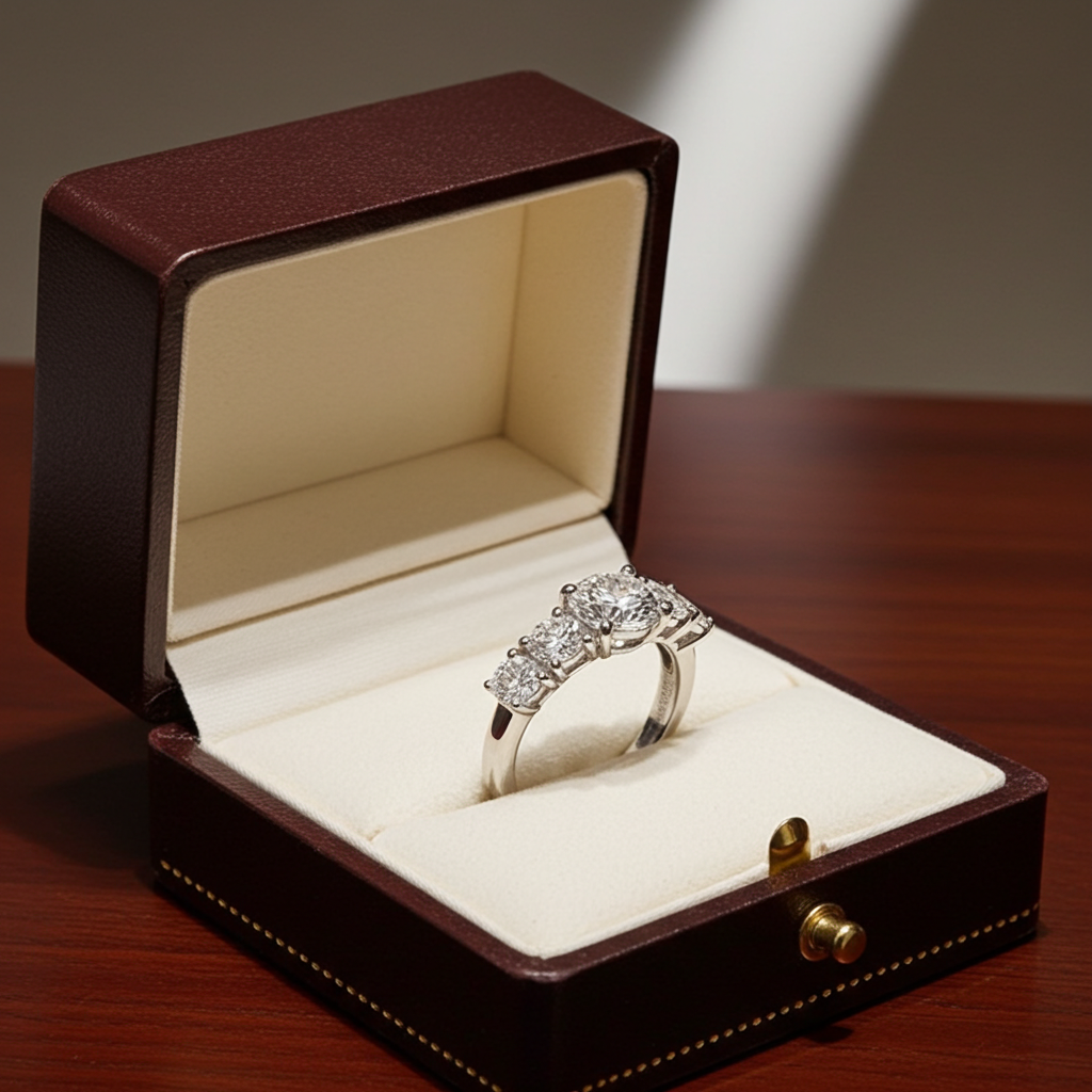 Anello fidanzamento in oro bianco 18k e diamanti naturali certificato igi 1.45ct