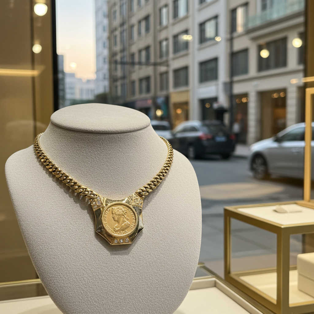 Collana in oro giallo 18k  con diamanti naturali 0.81 ct e sterline d'oro