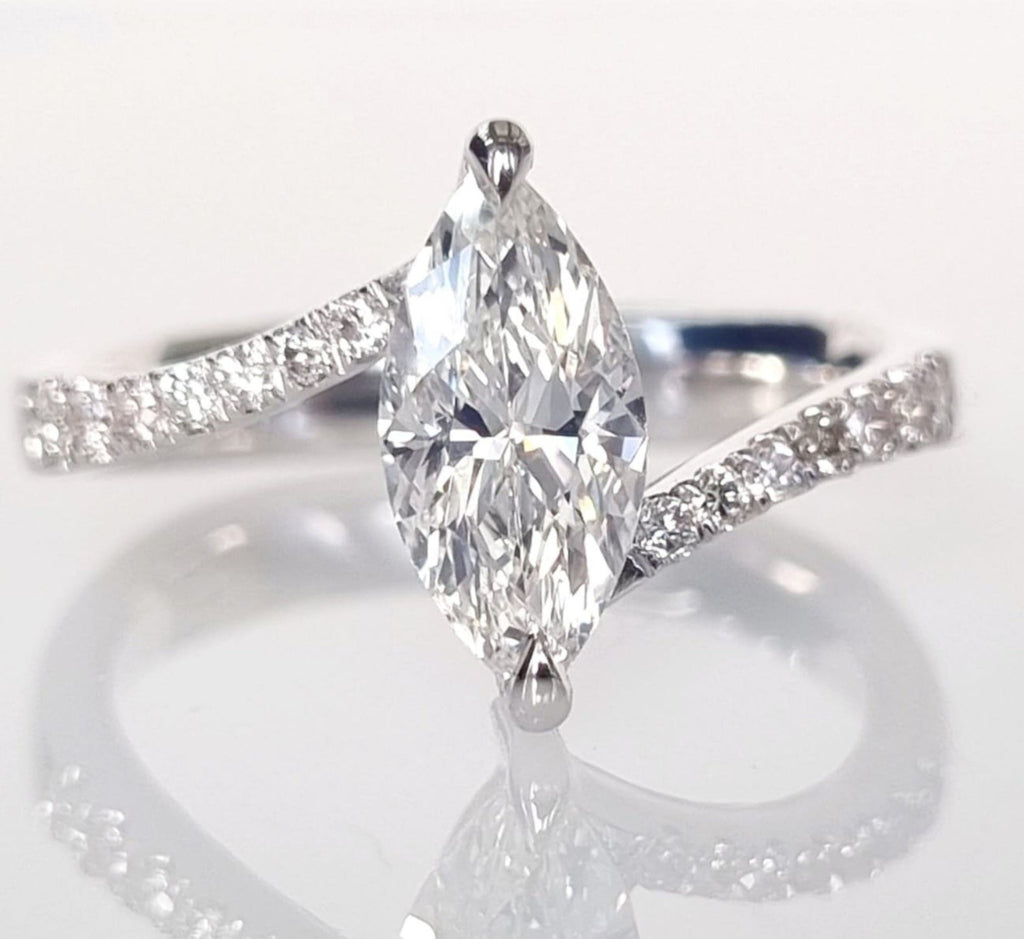 Anello - 18 carati Oro bianco - 1.15ct. tw. Diamante (Naturale)