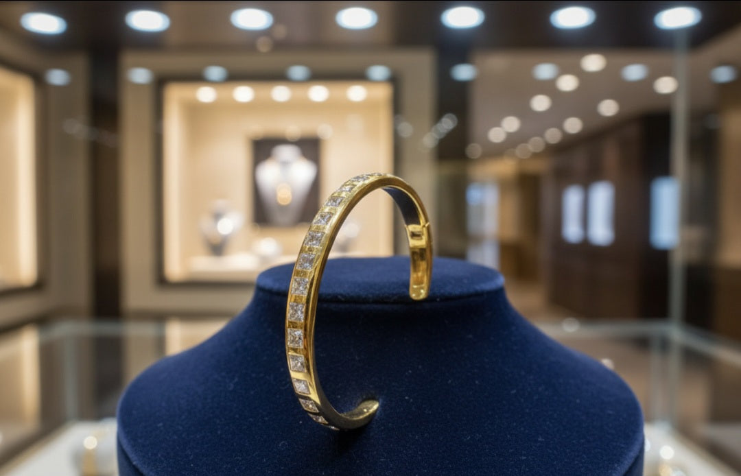 Bracciale elegante 10,10 ct  forma principessa diamanti  incassato oro