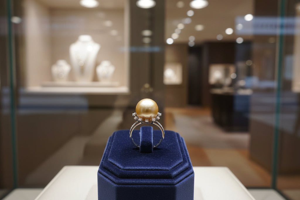 Anello - Oro bianco 18 kt, rotondo, 12  mm - Perle Naturale Australiano - Diamante - 3s Diamond - Asta Online