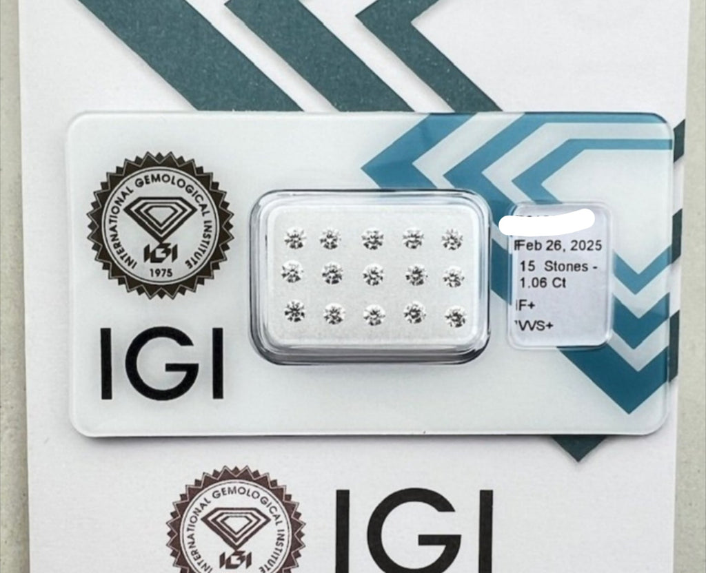 15 pezzi diamanti naturali certificato IGI 1.04ct