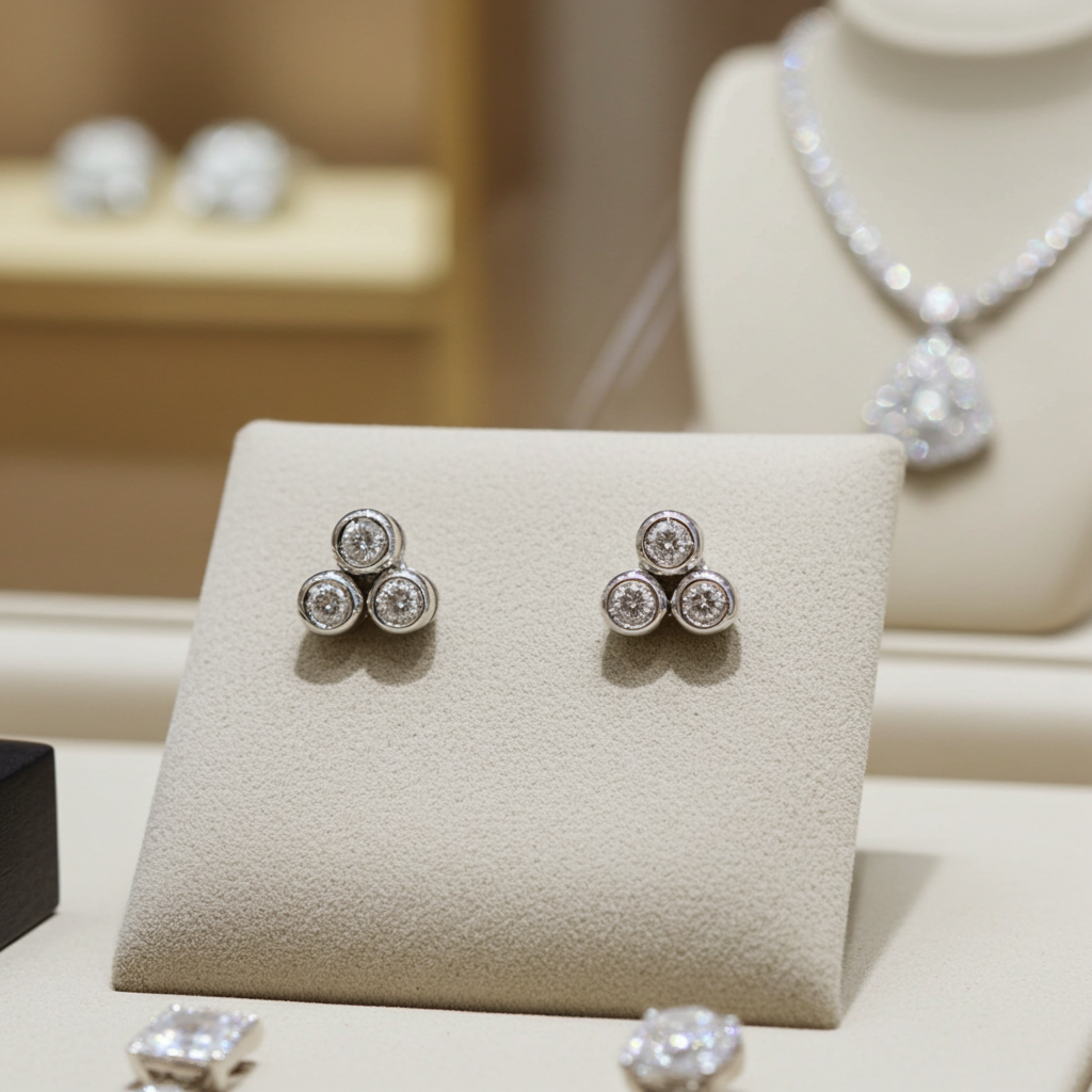 Orecchini Trilogy  - 18 carati Oro bianco 0.60ct Diamante (Naturale) - Diamante