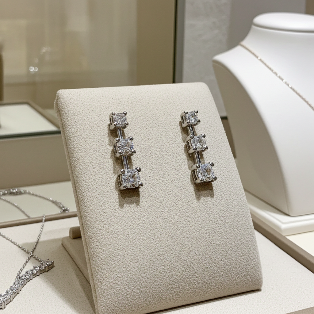 Orecchini punto luce trilogy in oro bianco e diamanti naturali 0.30ct