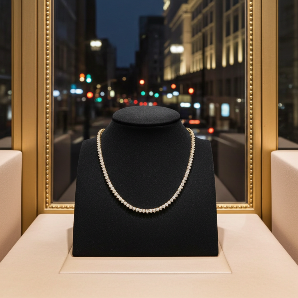 Collana Tennis- 18 carati Oro giallo - 8.67ct. Diamante (Naturale)