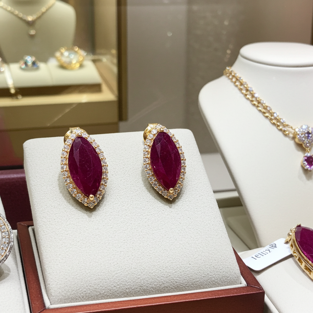 Orecchini - 18carati Oro giallo - 2.27ct. tw. Rubino - Diamante