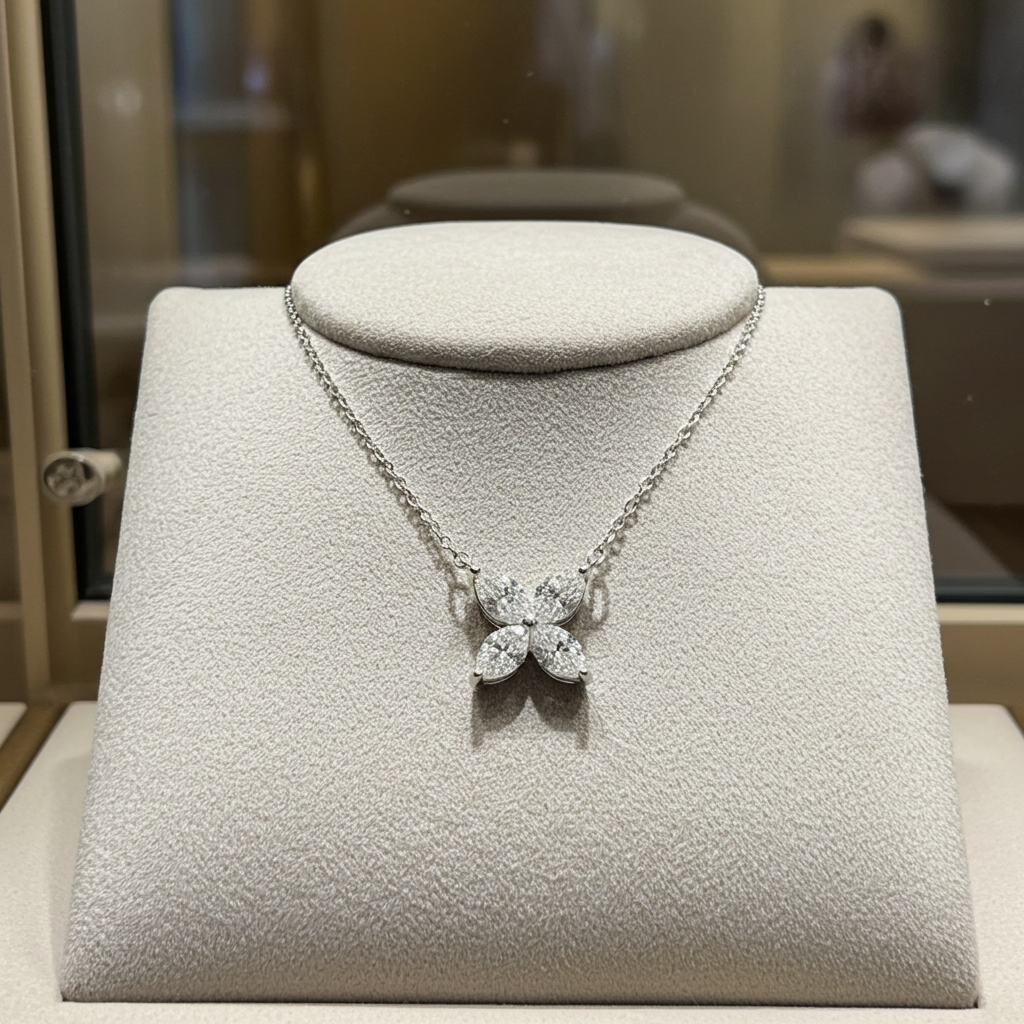 Collana in oro bianco 18k e diamanti naturali marquise 0.80ct