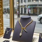 collana pendente serpente in  oro giallo con diamanti naturali e smeraldo