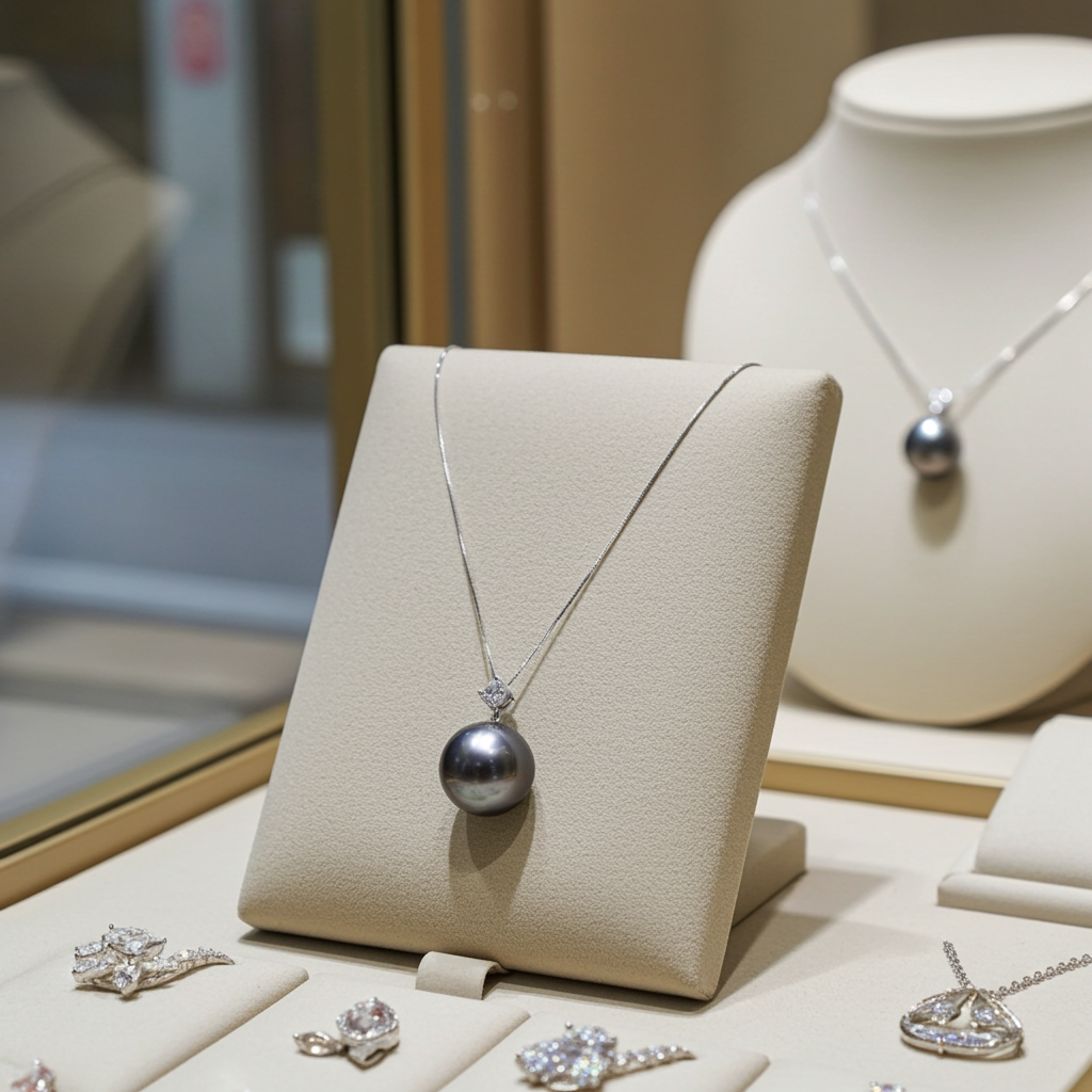 Collana - 18 carati Oro bianco  Diamante Naturale- Akoya 8-8,5 mm