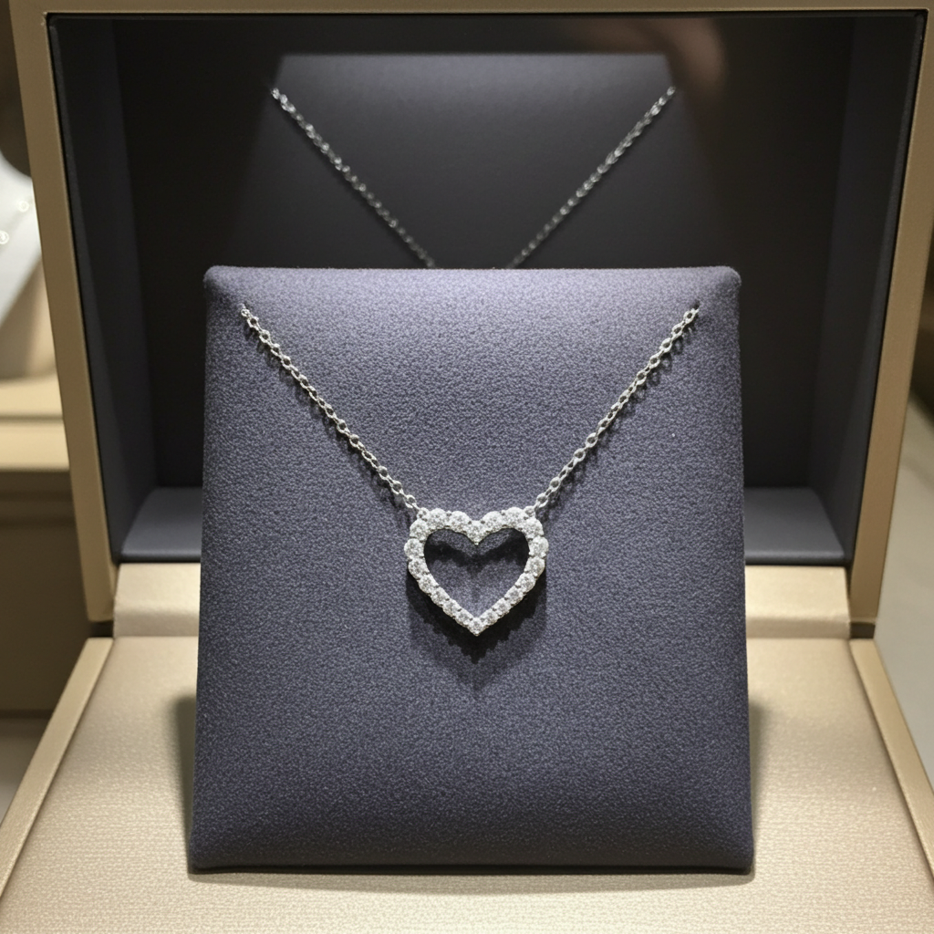 Collana cuore in oro e diamanti naturali 0.54ct