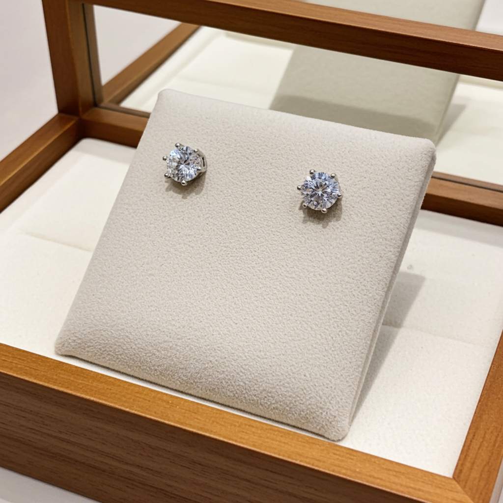 orecchini punto luce a 6 griff certificato HRD con 2 diamanti naturali 0,42 ct