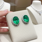 Orecchini - 18 carati Oro bianco Smeraldo - Diamante