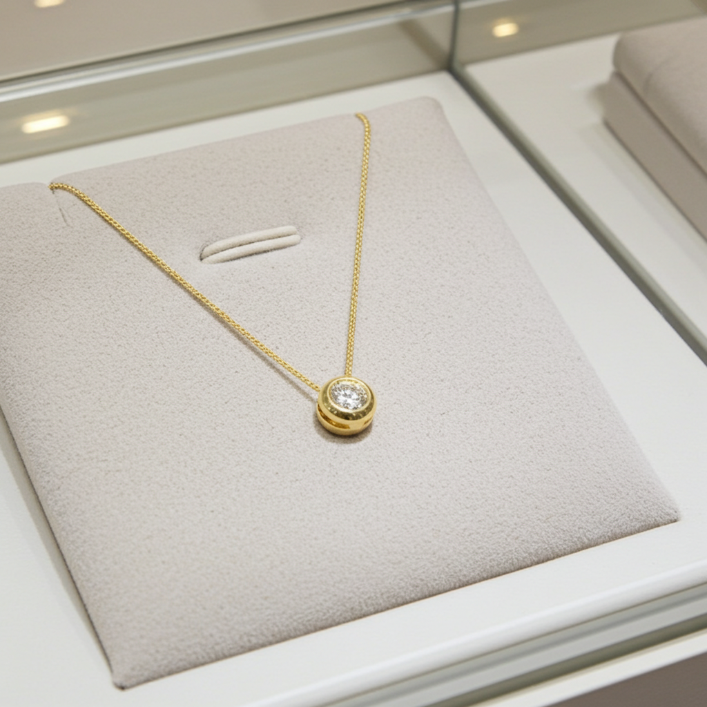 ciondolo punto luce a cipollina in oro bianco 18k e diamanti naturale  0,10 ct