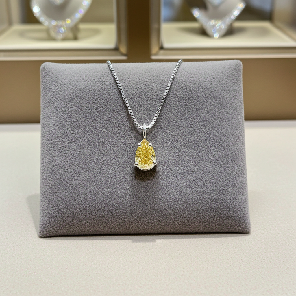 Ciondolo punto luce con diamante naturale taglio pera certificato GIA 0.67 ct