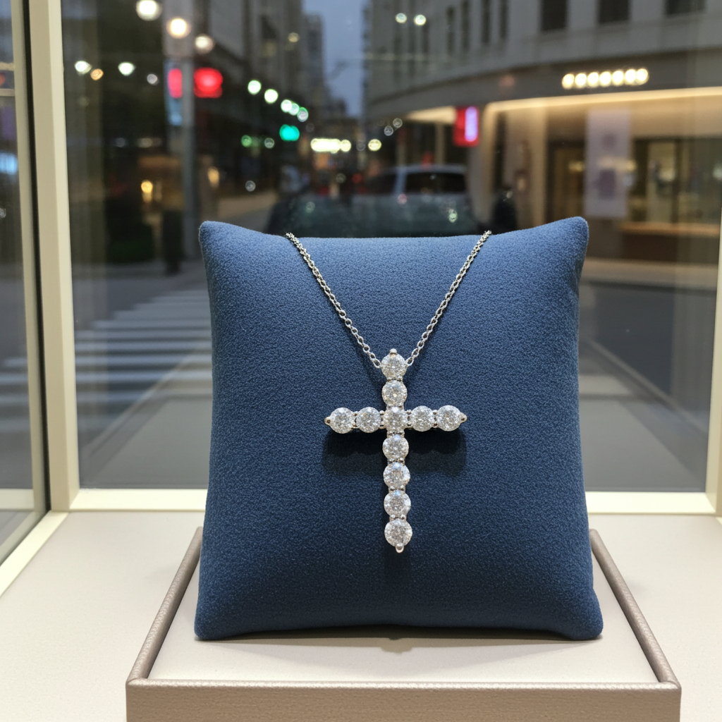 ciondolo croce certificato HRD con diamanti naturali 1,01ct