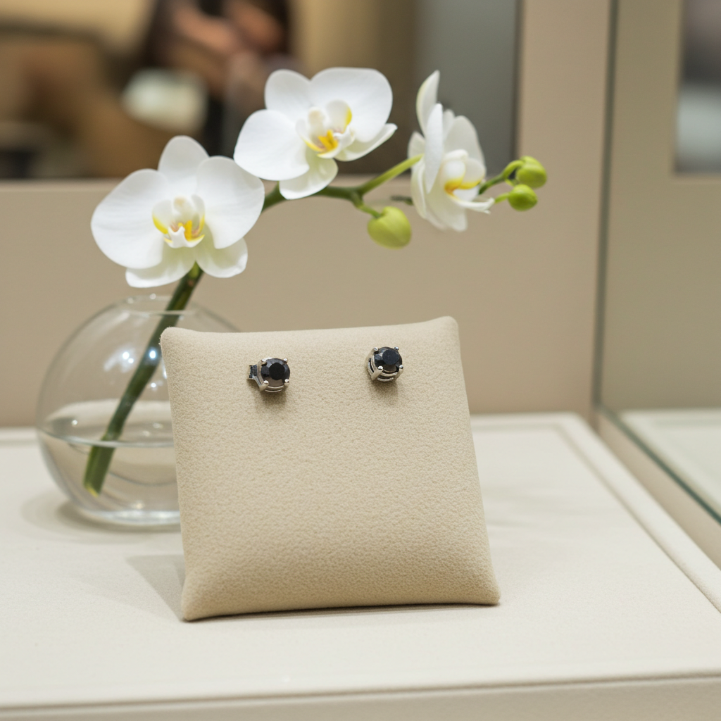 Orecchini punto luce con diamanti naturali neri 0.40 ct