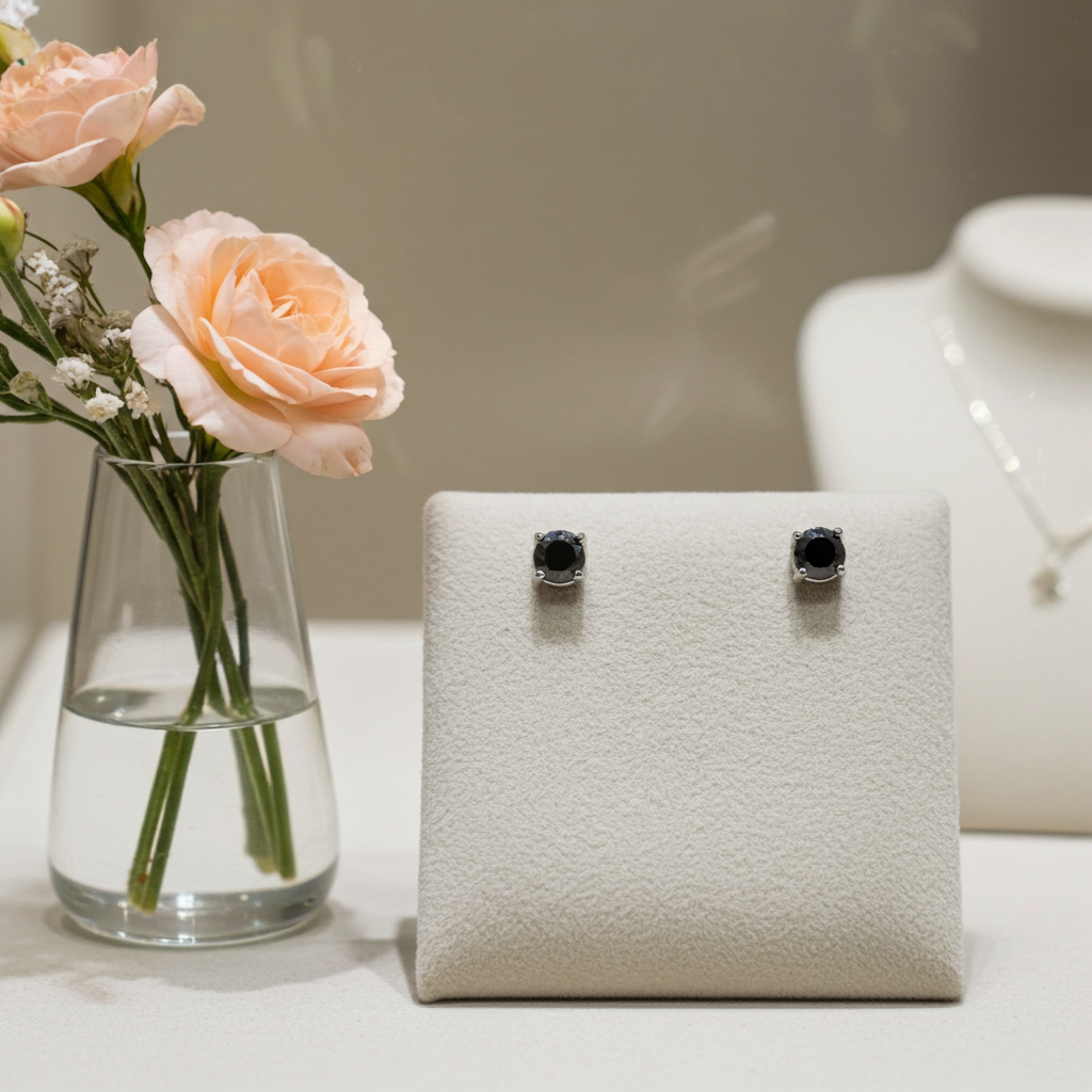 Orecchini punto luce con diamanti naturali neri 0.40 ct