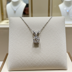 Collana con ciondolo - 18 carati Oro Bianco- 0.90ct. tw. Diamante