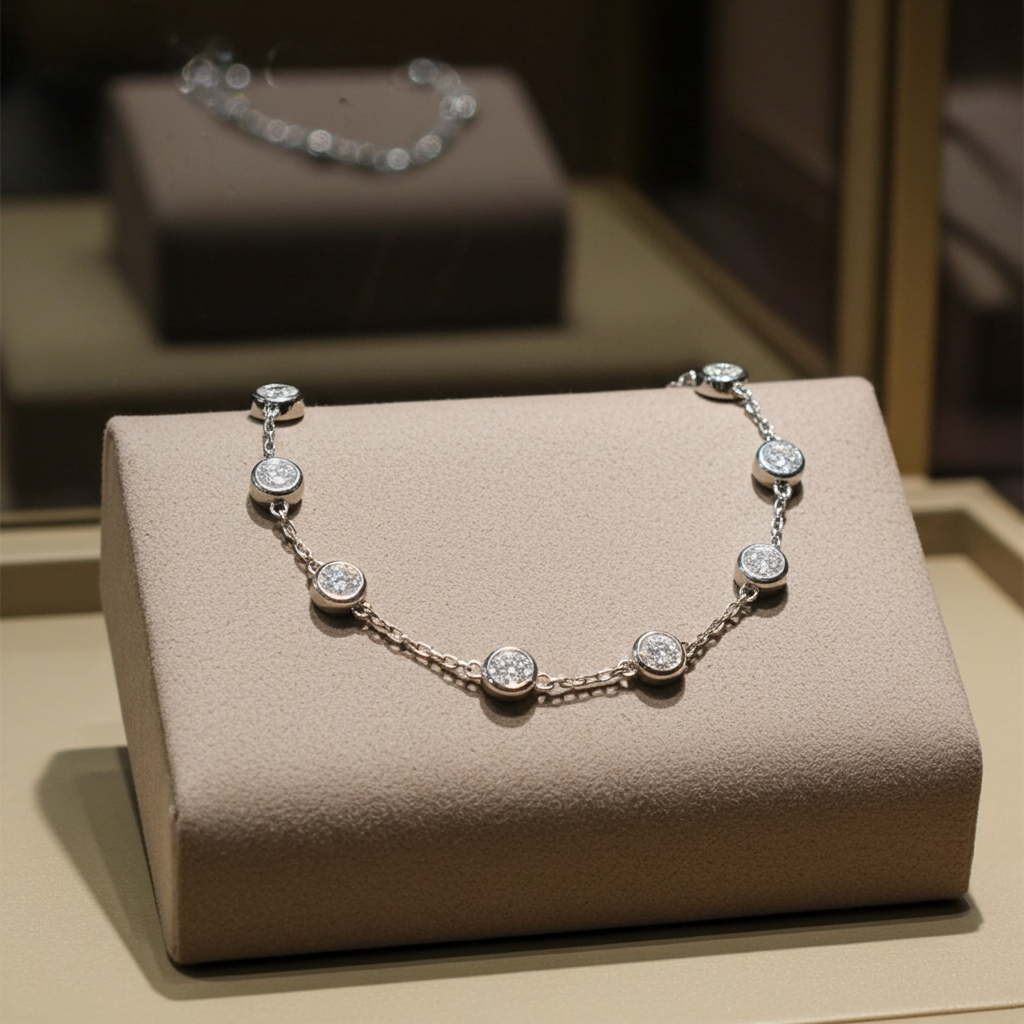 bracciale in oro bianco 18k e 8 diamanti naturali 0,80ct