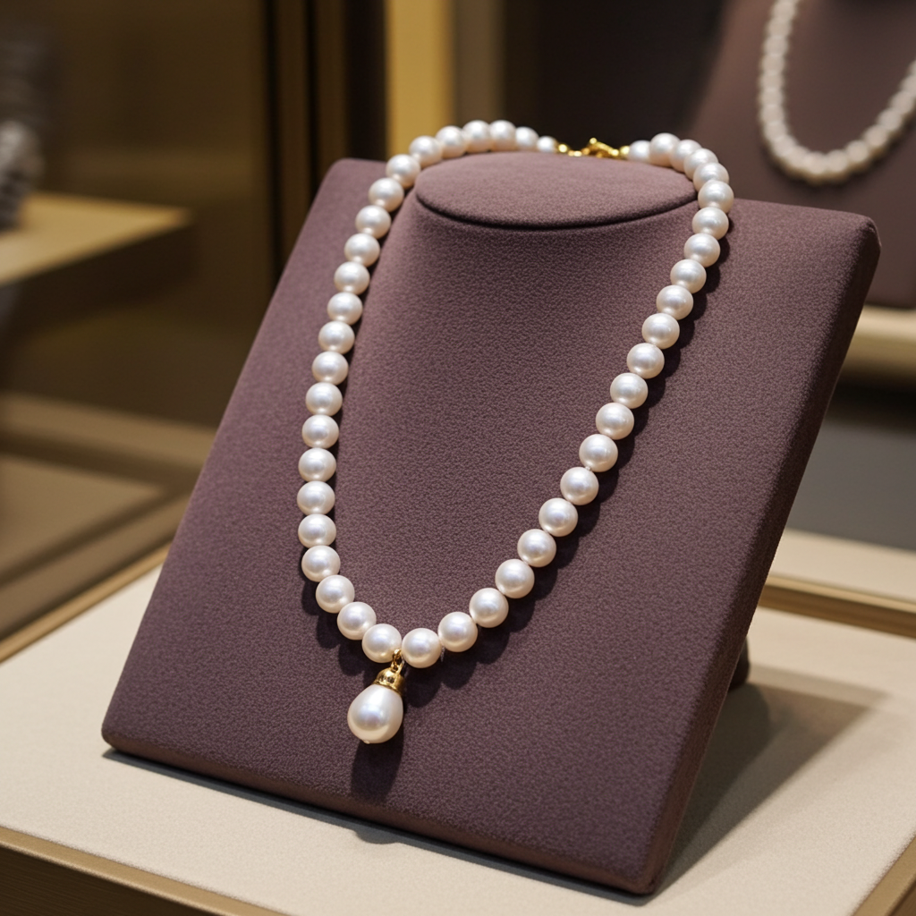 Collana in oro giallo 18k e perle naturale akoya