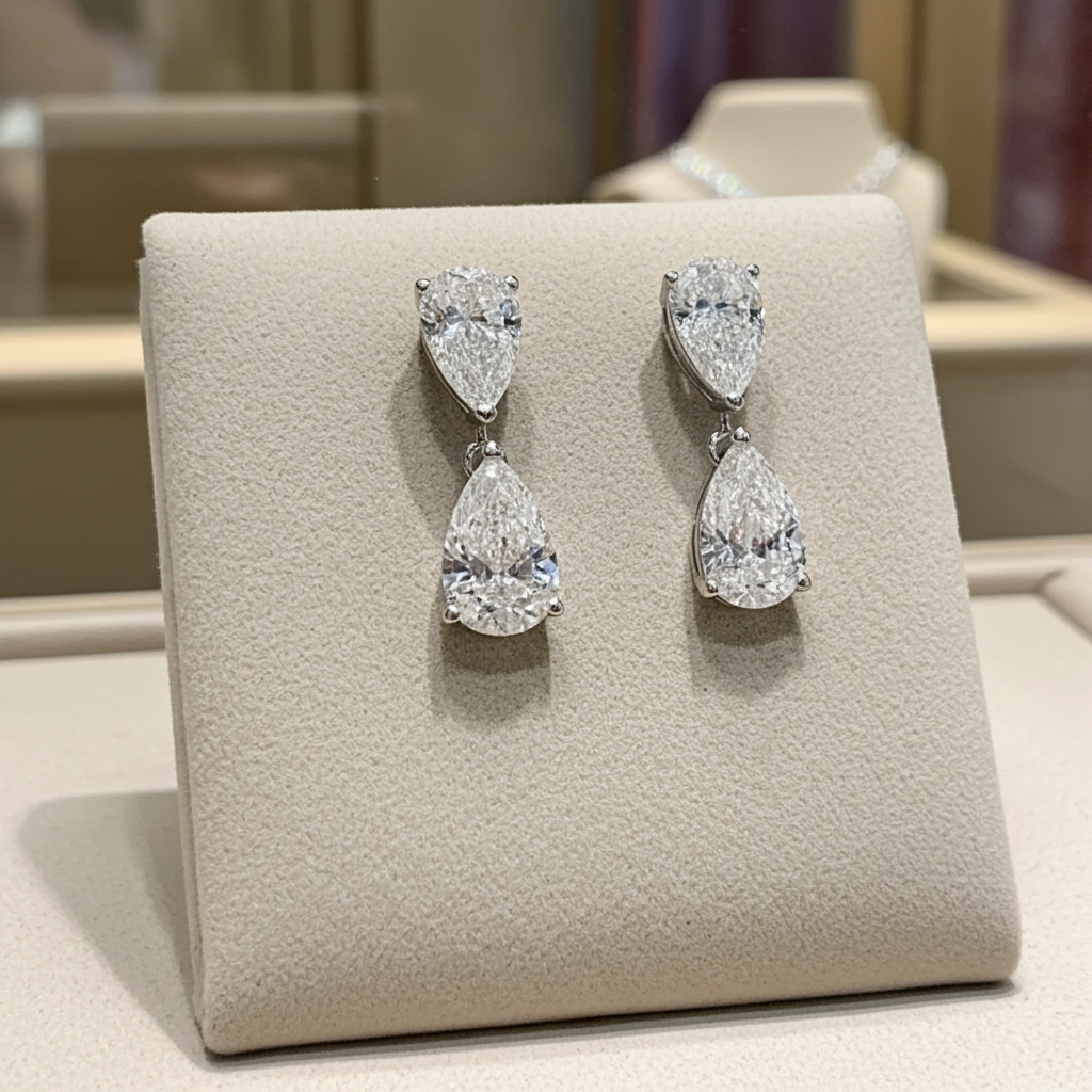 Orecchino in oro 18k con diamanti naturali taglio pera 1.00ct