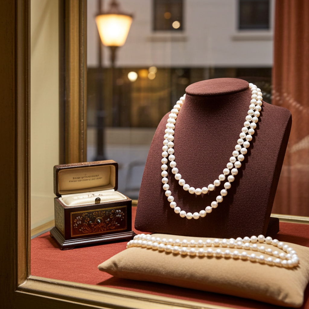 collana in oro bianco e 1 fila di perla naturale australiane  65 cm