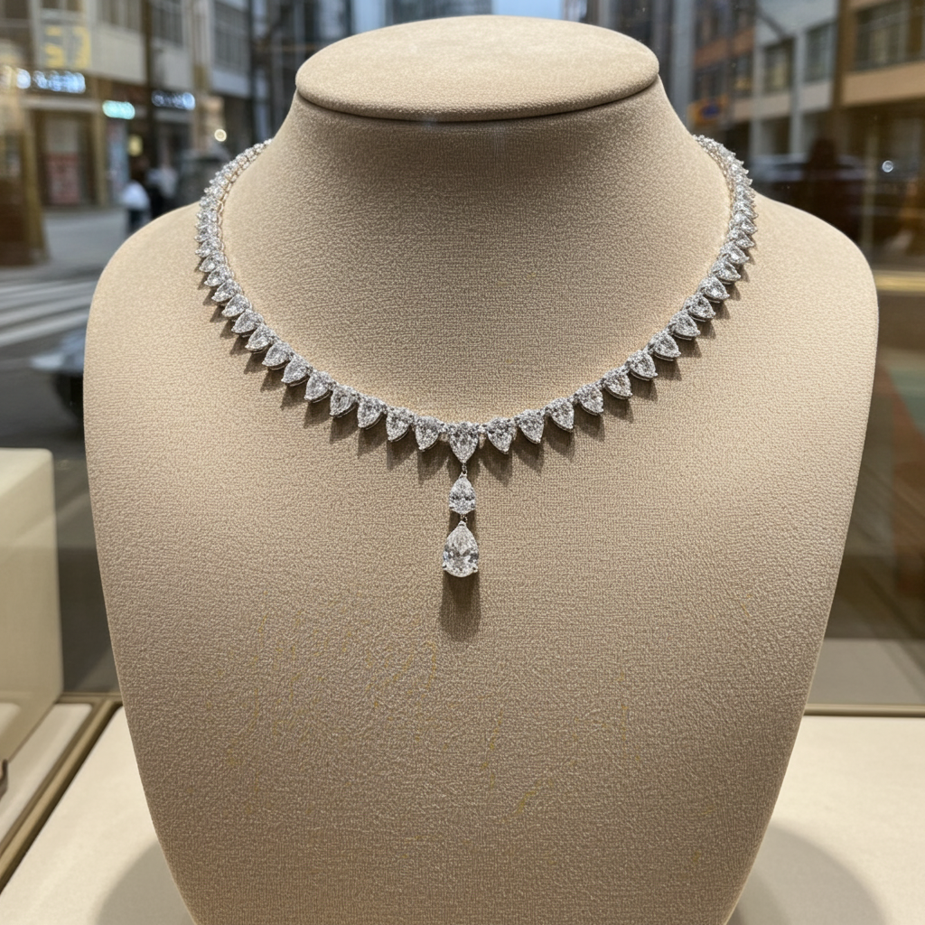 Collana tennis in oro bianco 18k e diamanti naturali 42ct