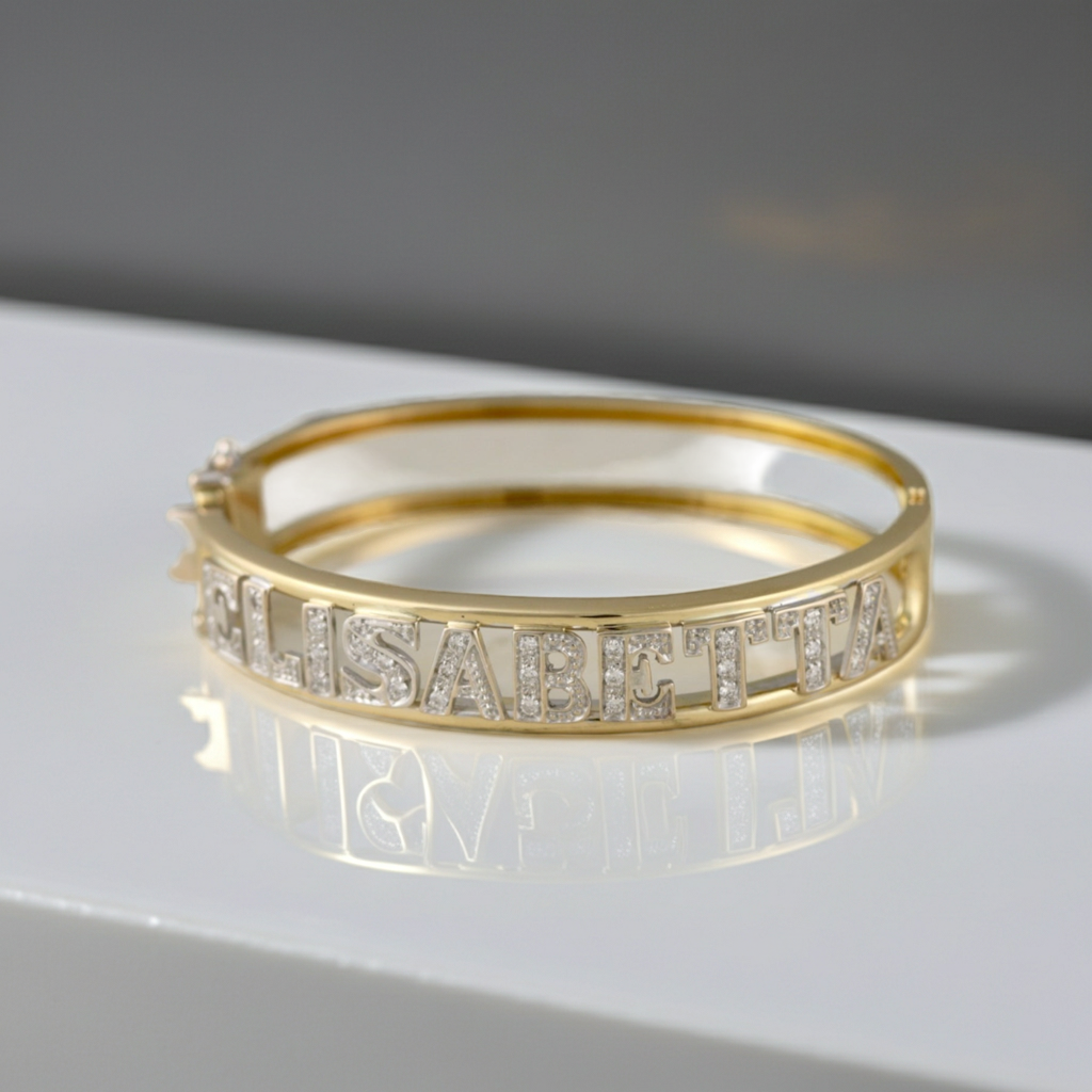 Bracciale personalizzato in oro bianco 18k e diamanti naturali