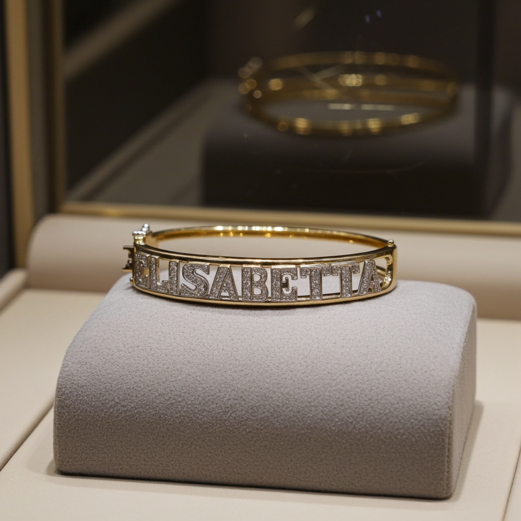 Bracciale personalizzato in oro bianco 18k e diamanti naturali