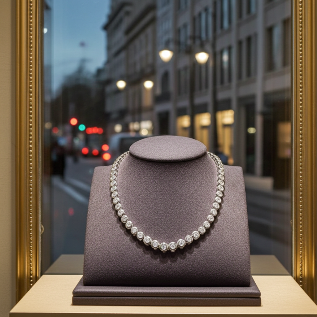 Collana collier tennis a cipollina in oro e diamanti naturali 6.40ct