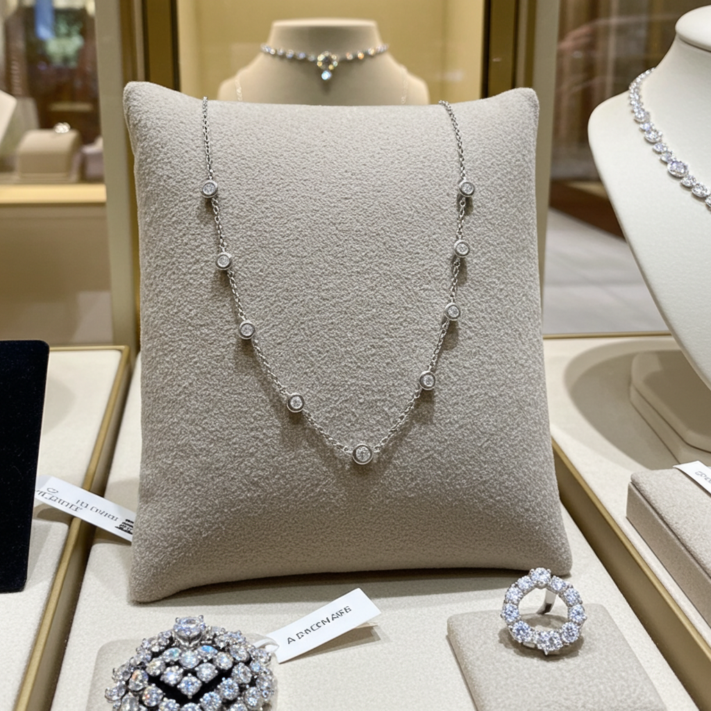 collana certificato HRD IN oro bianco  con 7 diamanti naturali 0,77 ct