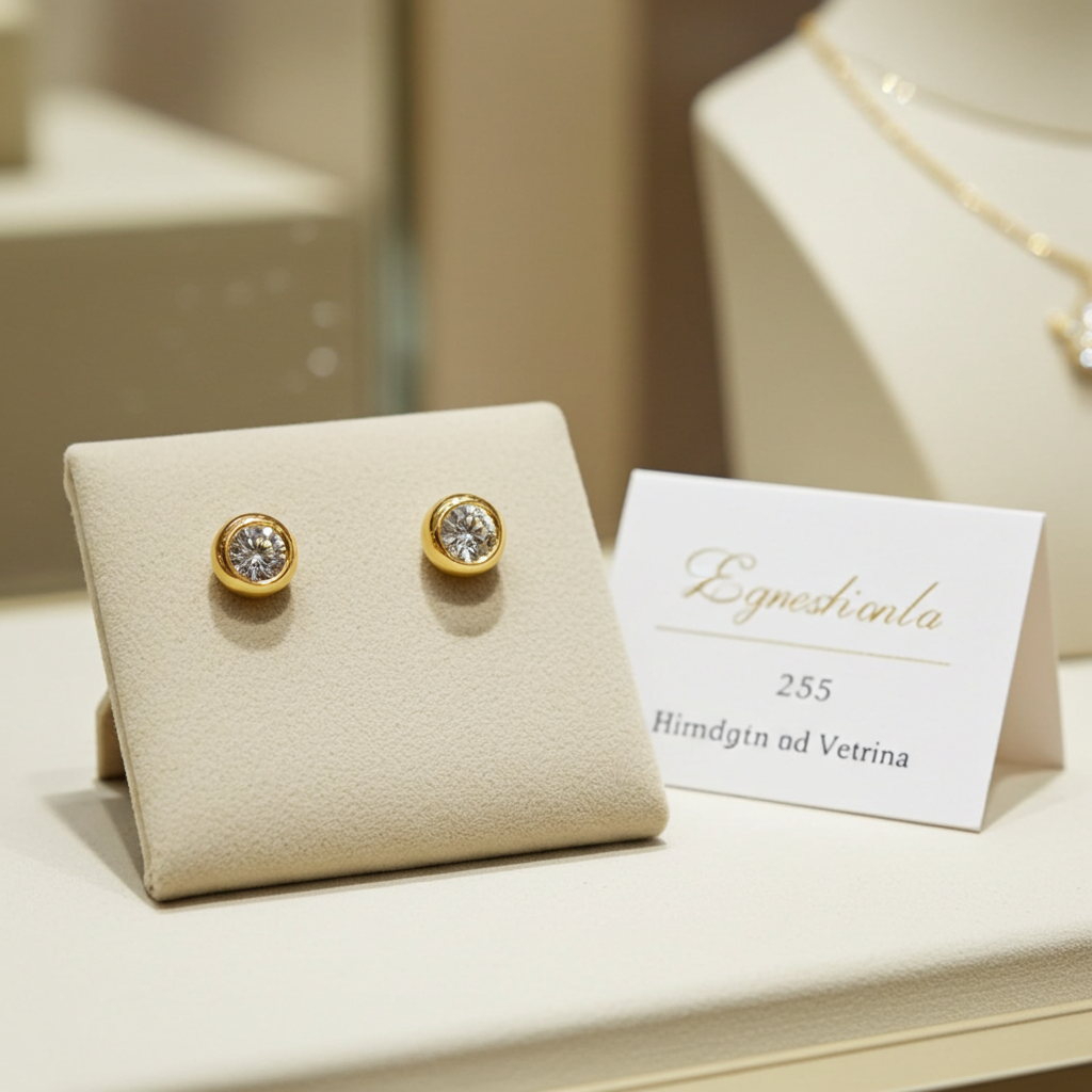 Orecchini punto luce certificato HRD in oro Giallo 18k  con 2 diamanti naturali 1,00 ct