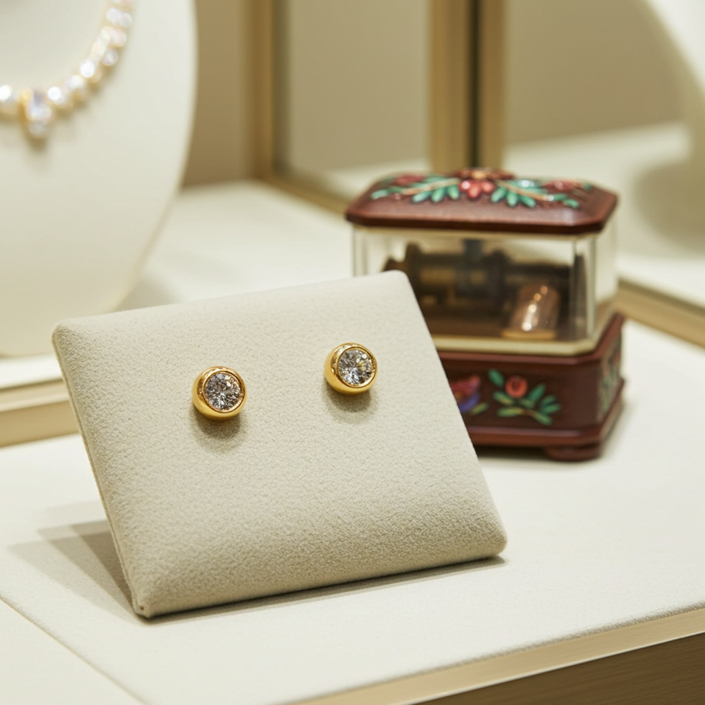 orecchini punto luce a cipollina in oro giallo 18k e 2 diamante naturale 0,70 ct