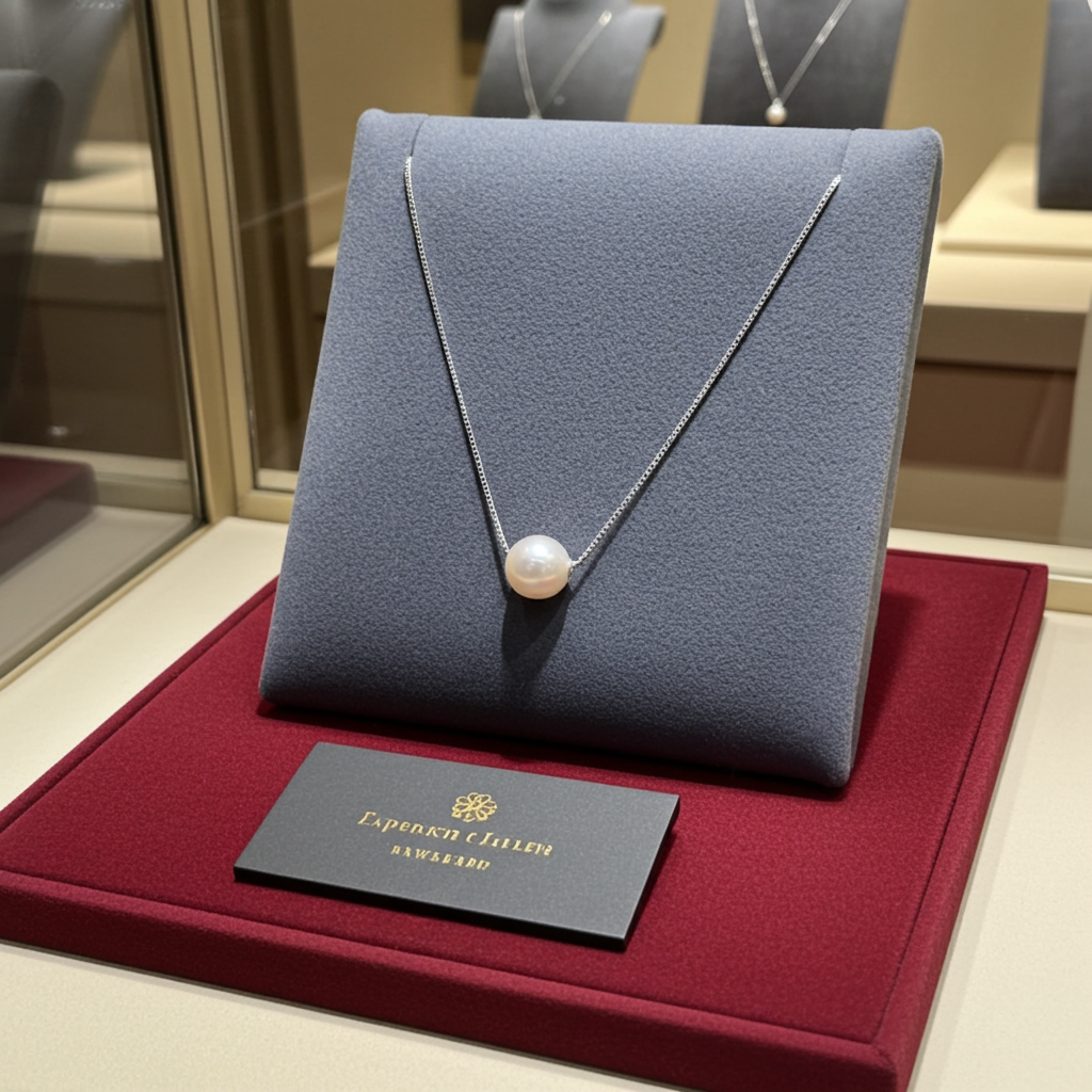 collana in oro bianco 18k con perla naturale australiane 10 mm