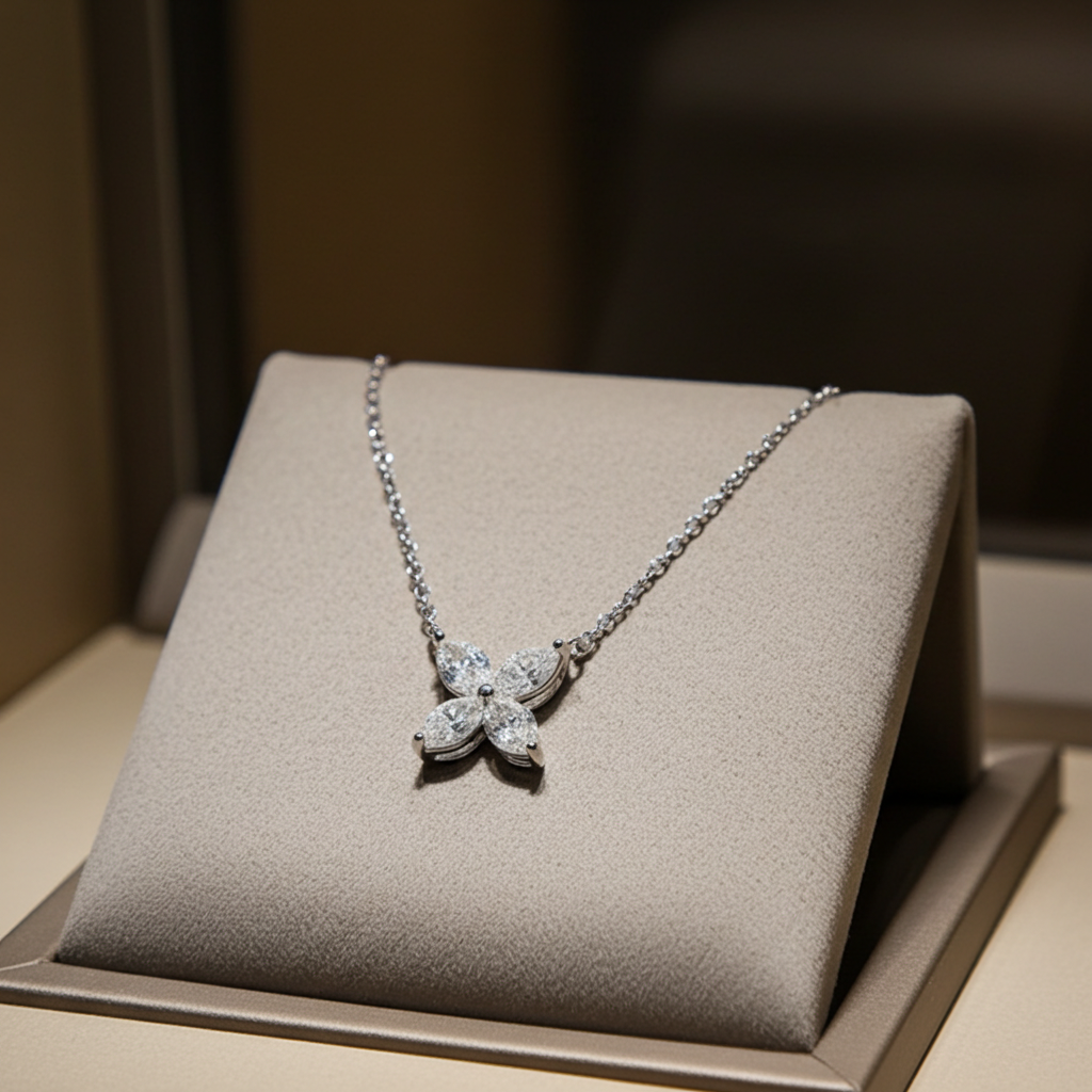 Collana in oro bianco 18k e diamanti naturali marquise 0.80ct